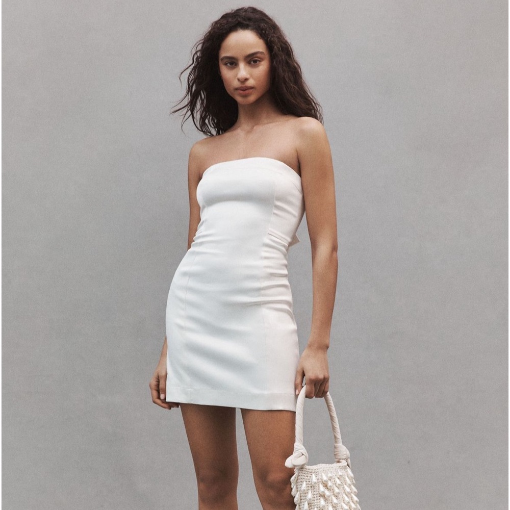BHLDN Jocelyn Strapless Back Bow Mini Dress
